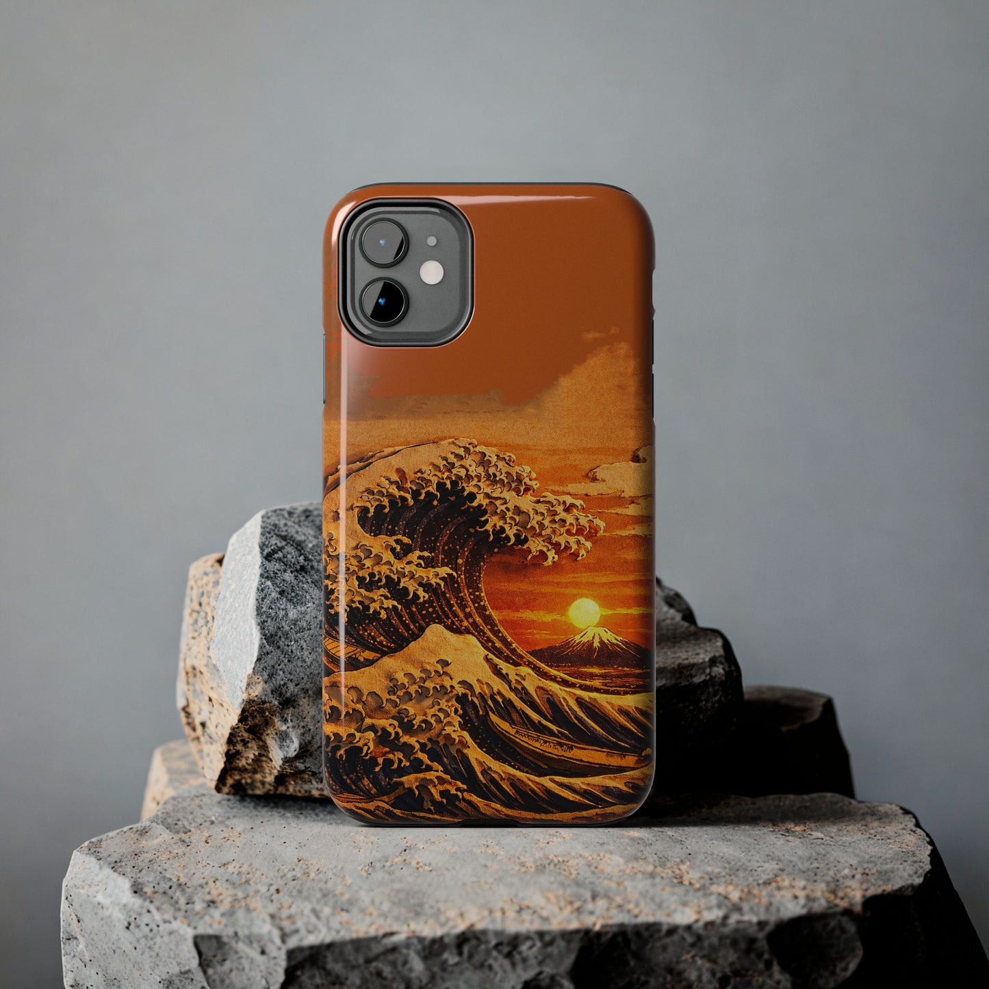 Japanese Great Wave Sunset Phone Case | Hokusai 3D Art Sunset Glow | Edo Era Masterpiece