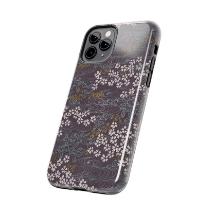 Meiji Era Sakura River Phone Case | 1901 Zuan Hyakushu | Wisteria Purple Japanese Art