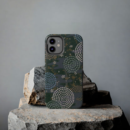 Meiji Era Uzumaki Spiral Phone Case | 1901 Zuan Hyakushu | Tokiwa Green Japanese Art