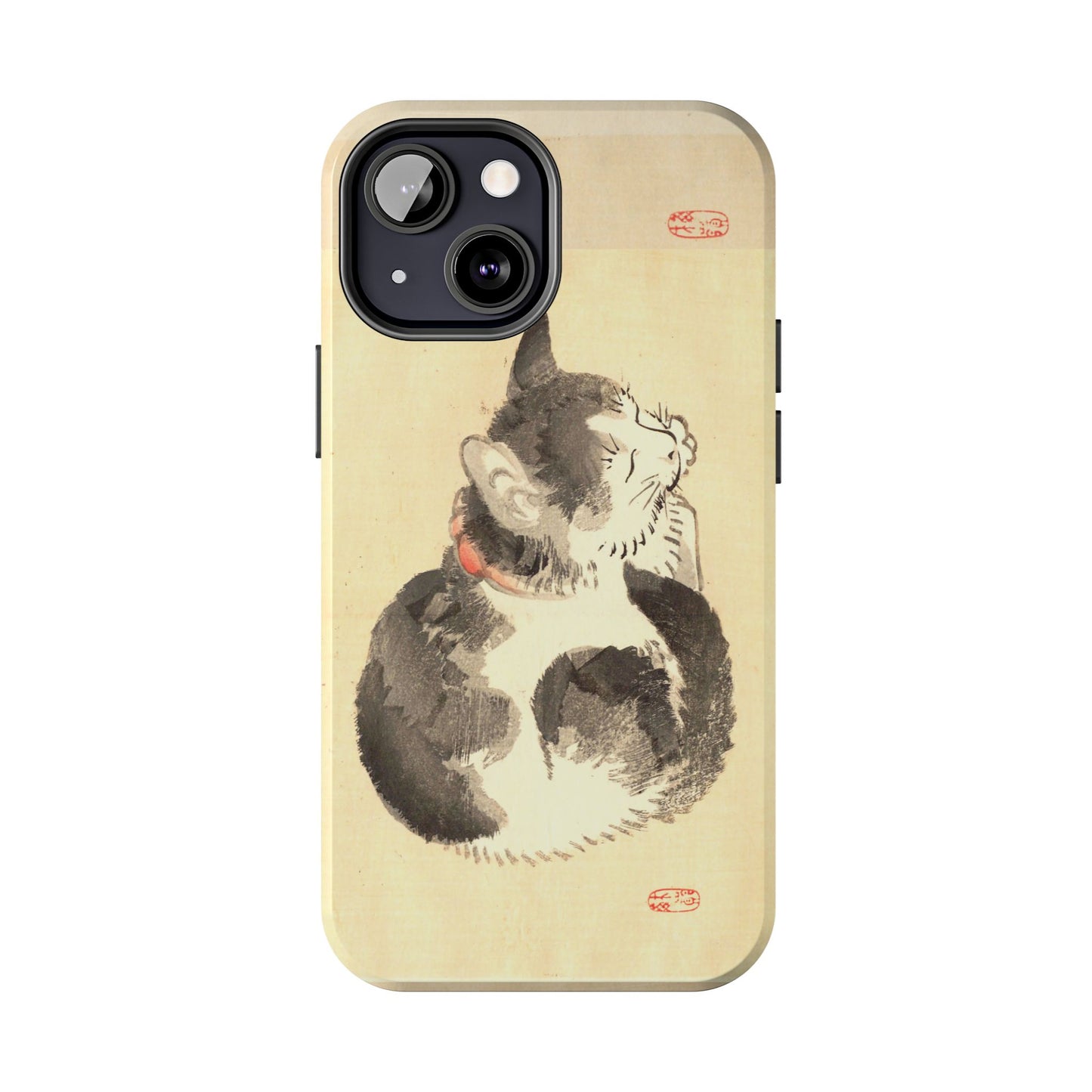Sleeping Cat Japanese Art Phone Case | Meiji Era Bairei Kono Woodblock | Vintage Cat Illustration 1887