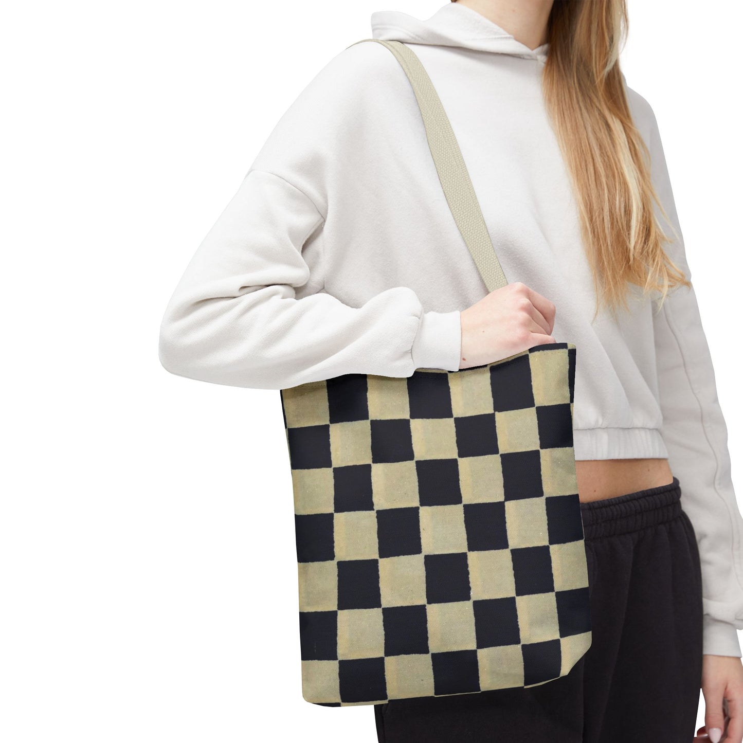 Black & White Ichimatsu Checkered Tote Bag – Japanese Traditional Pattern, Minimalist Everyday Bag