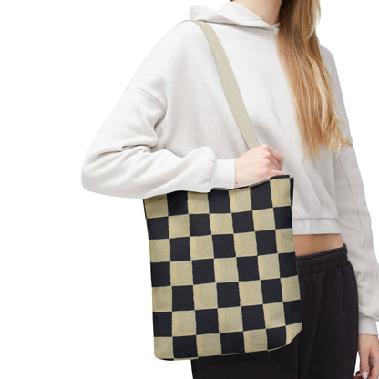 Black & White Ichimatsu Checkered Tote Bag – Japanese Traditional Pattern, Minimalist Everyday Bag