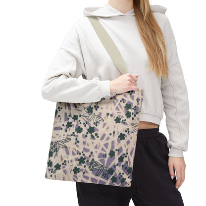 Meiji Era Bamboo & Flower Tote Bag | 1901 Zuan Hyakushu | Purple & Green Japanese Art