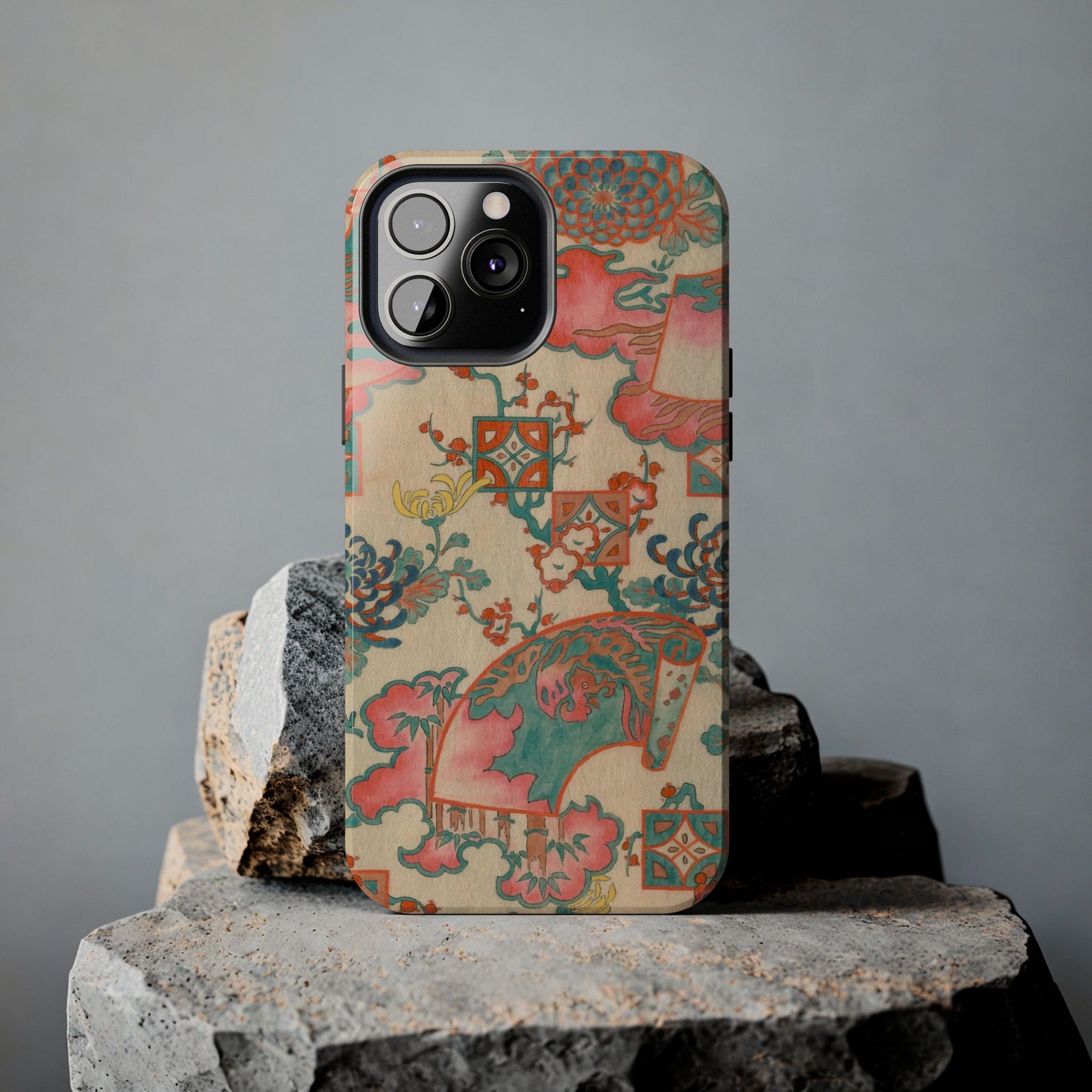 Meiji Era Fan & Chrysanthemum Phone Case | 1901 Zuan Hyakushu | Japanese Art