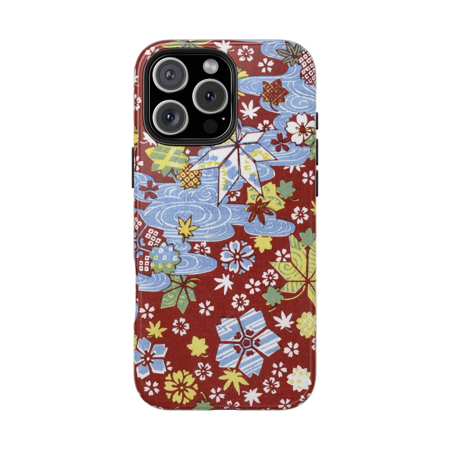 Taisho Umbrella Tales | 1926 Sakura, Momiji & Flowing Water Phone Case | Vintage Chiyogami Art