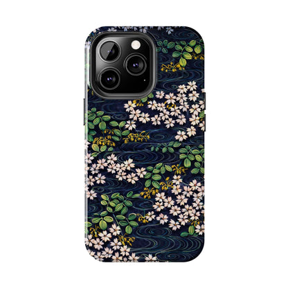 Sakura River Night Phone Case – Japanese Chiyogami Inspired Design