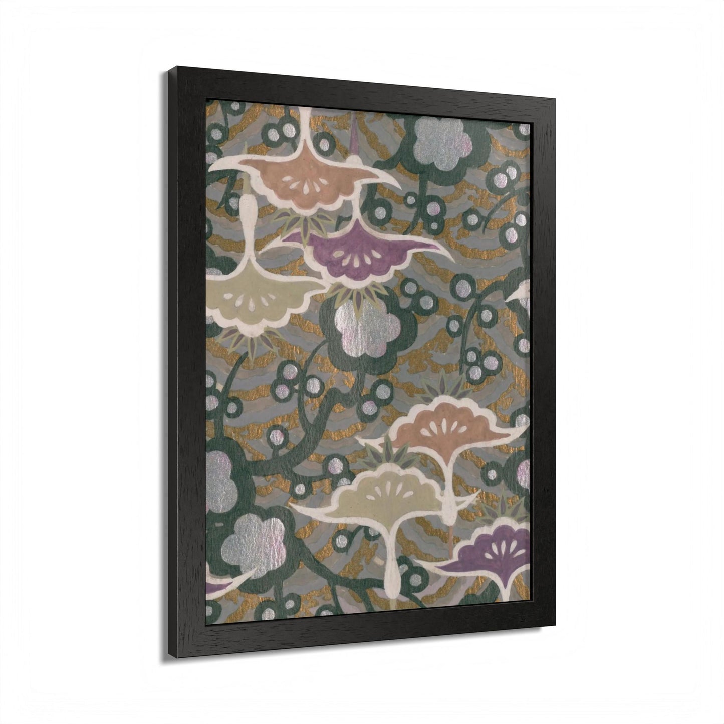 Vintage Japanese Origami Crane & Plum Framed Poster - Meiji Era Zuisho Wall Art