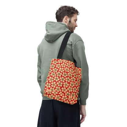 Meiji Era Sakura Blossom Tote Bag | "Chiyogami Mihon" Japanese Archive Art | Red & White Floral
