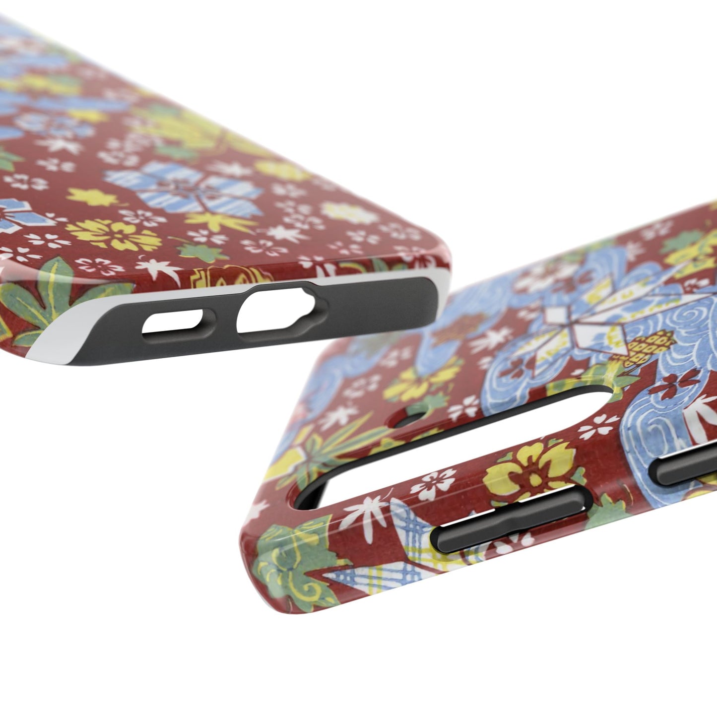 Taisho Umbrella Tales | 1926 Sakura, Momiji & Flowing Water Phone Case | Vintage Chiyogami Art