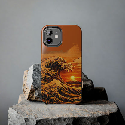 Japanese Great Wave Sunset Phone Case | Hokusai 3D Art Sunset Glow | Edo Era Masterpiece