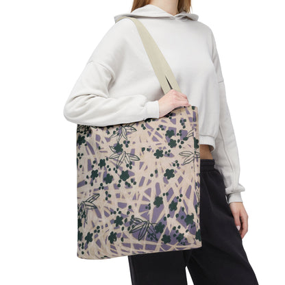 Meiji Era Bamboo & Flower Tote Bag | 1901 Zuan Hyakushu | Purple & Green Japanese Art