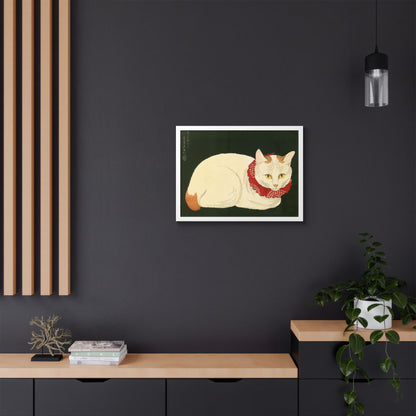 White Cat Japanese Woodblock Framed Poster – Nihon Fukei Senshu Vol.6, 1924
