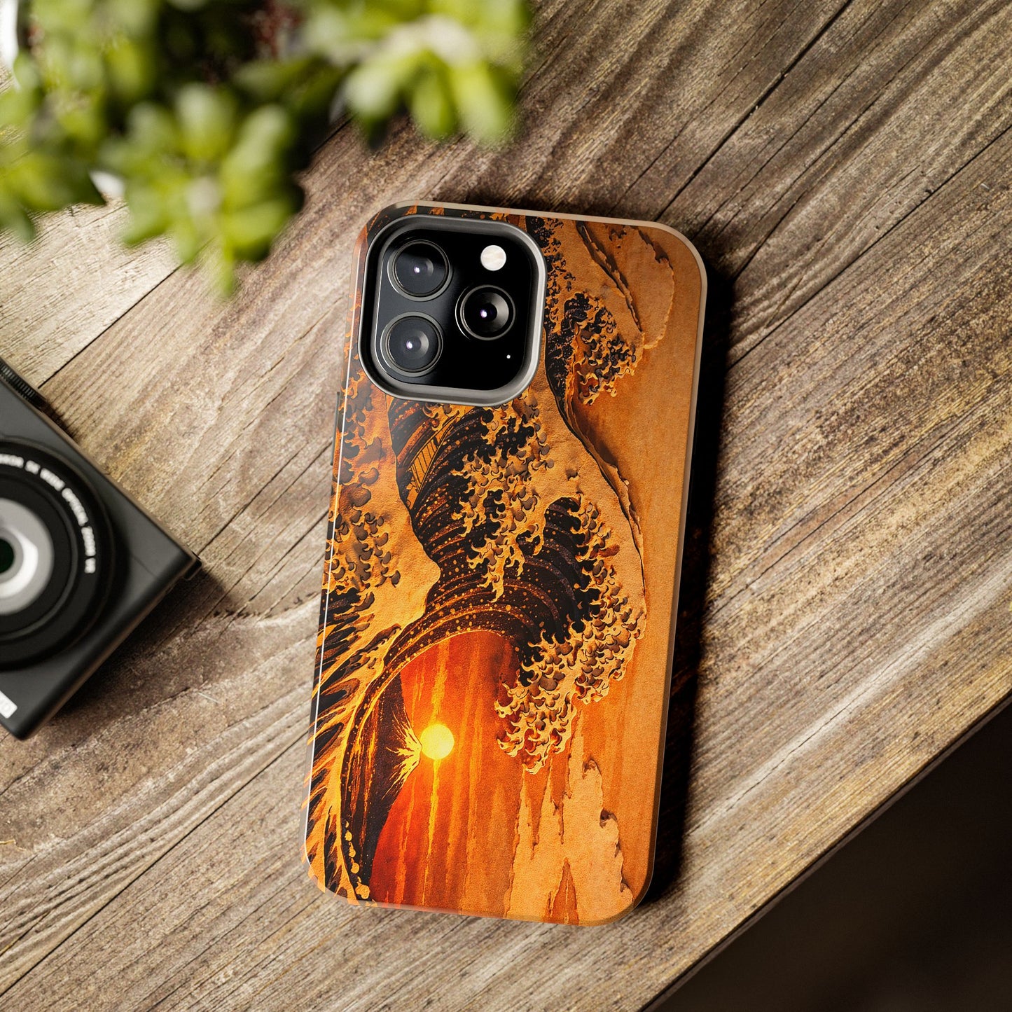 Golden Wave Tough Phone Case – Hokusai Sunset Japanese Art