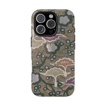 Meiji Era Dancing Cranes & Plum Phone Case | 1901 Zuan Hyakushu | Gold & Silver Japanese Art