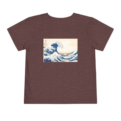 Great Wave off Kanagawa Toddler T-Shirt - Hokusai Japanese Art Back Print Kids Tee