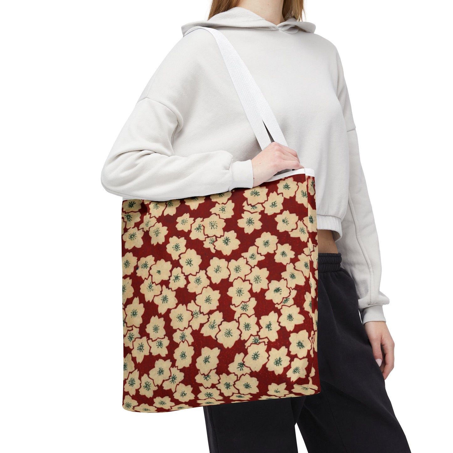 Japanese Sakura Tote Bag - Taisho Era Chiyogami Washi Pattern Vintage Design