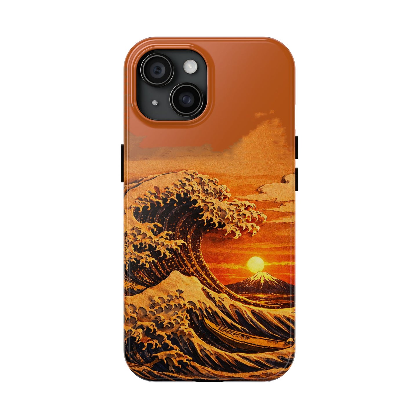 Japanese Great Wave Sunset Phone Case | Hokusai 3D Art Sunset Glow | Edo Era Masterpiece