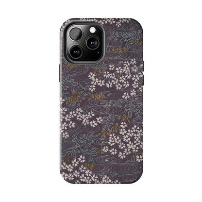 Meiji Era Sakura River Phone Case | 1901 Zuan Hyakushu | Wisteria Purple Japanese Art