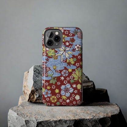 Taisho Umbrella Tales | 1926 Sakura, Momiji & Flowing Water Phone Case | Vintage Chiyogami Art