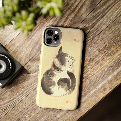 Sleeping Cat Japanese Art Phone Case | Meiji Era Bairei Kono Woodblock | Vintage Cat Illustration 1887