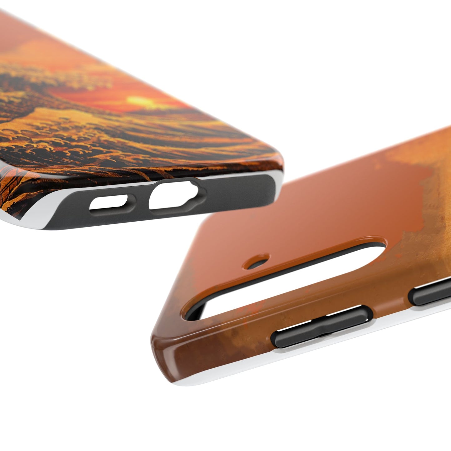 Japanese Great Wave Sunset Phone Case | Hokusai 3D Art Sunset Glow | Edo Era Masterpiece