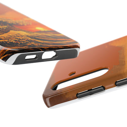 Japanese Great Wave Sunset Phone Case | Hokusai 3D Art Sunset Glow | Edo Era Masterpiece