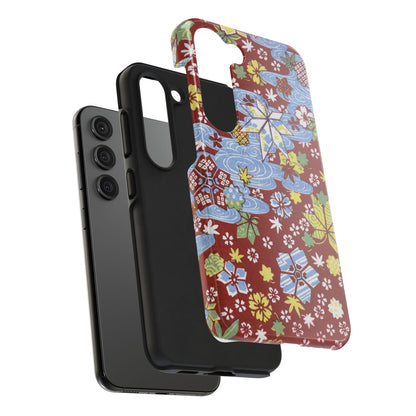 Taisho Umbrella Tales | 1926 Sakura, Momiji & Flowing Water Phone Case | Vintage Chiyogami Art