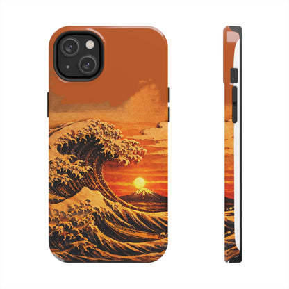 Japanese Great Wave Sunset Phone Case | Hokusai 3D Art Sunset Glow | Edo Era Masterpiece