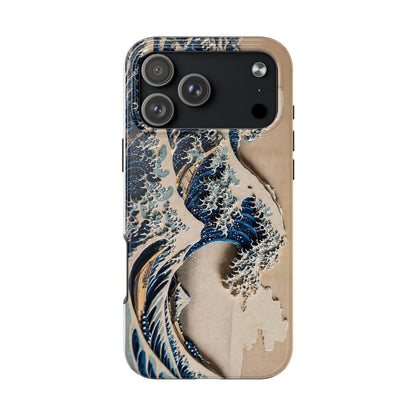 Great Wave 3D Shadow Relief Tough Phone Case – Hokusai Japanese Art