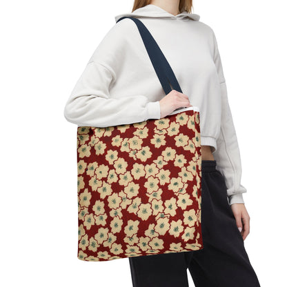 Japanese Sakura Tote Bag - Taisho Era Chiyogami Washi Pattern Vintage Design