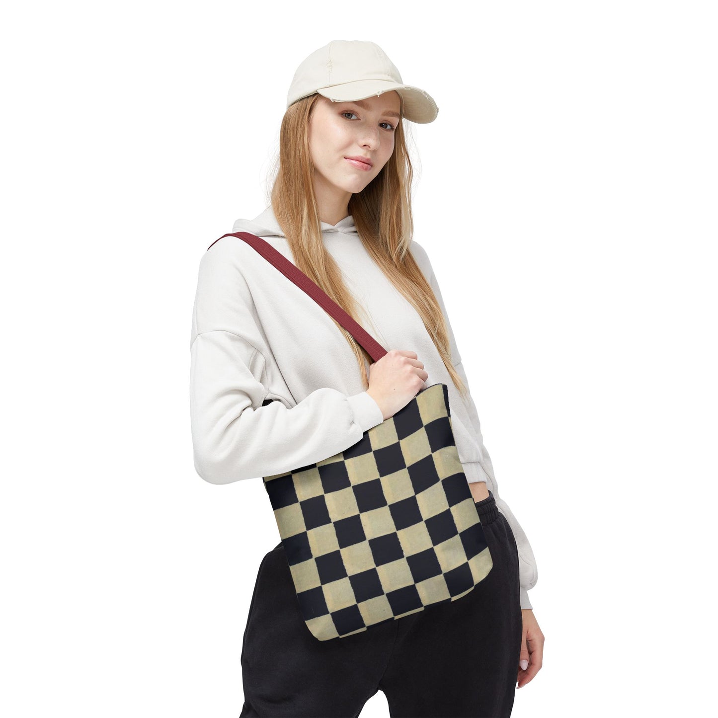 Black & White Ichimatsu Checkered Tote Bag – Japanese Traditional Pattern, Minimalist Everyday Bag