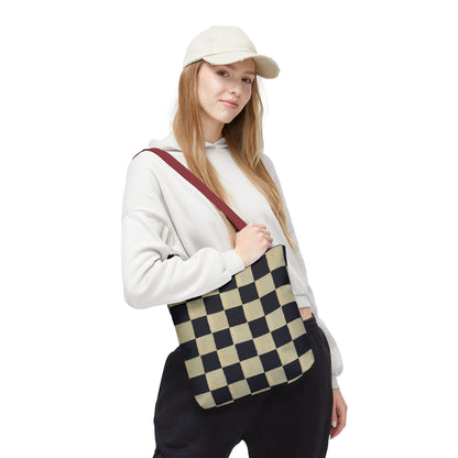 Black & White Ichimatsu Checkered Tote Bag – Japanese Traditional Pattern, Minimalist Everyday Bag
