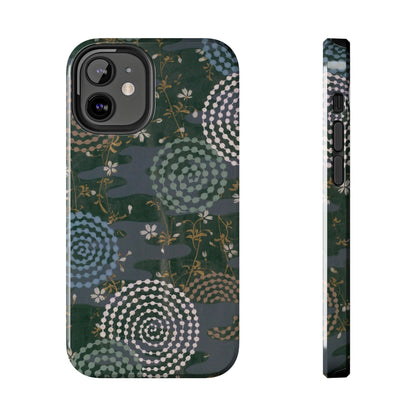 Meiji Era Uzumaki Spiral Phone Case | 1901 Zuan Hyakushu | Tokiwa Green Japanese Art