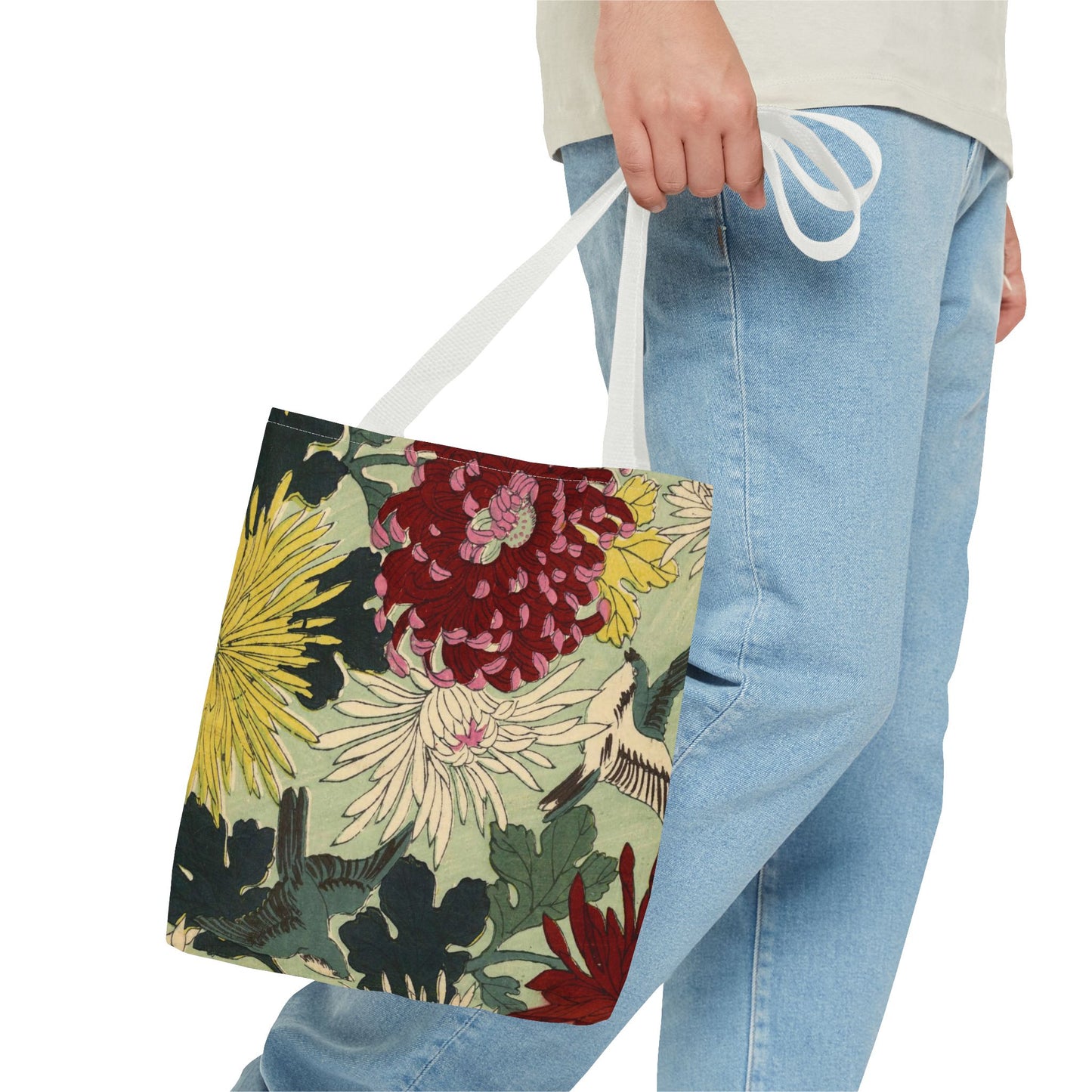 Japanese Chiyogami Floral Tote Bag – Traditional Washi Pattern Inspired by Taisho Era Design