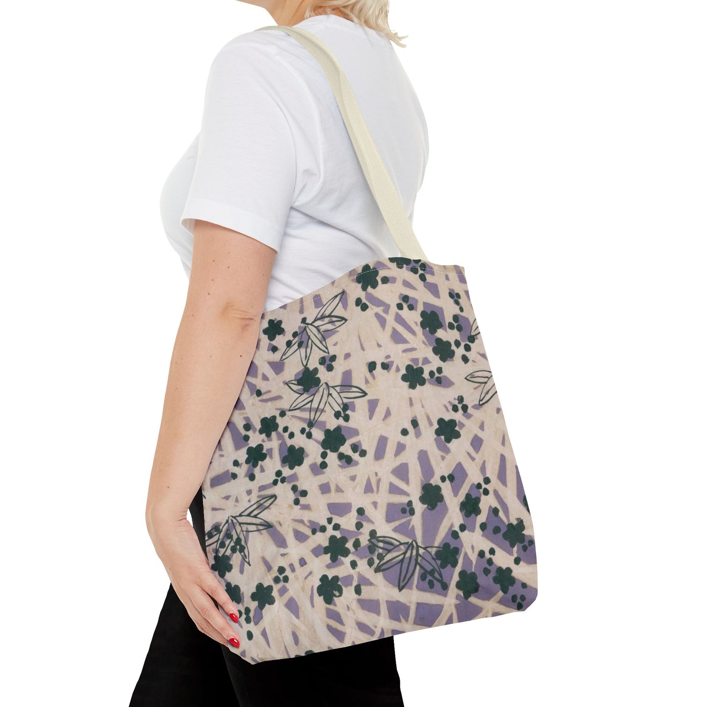 Meiji Era Bamboo & Flower Tote Bag | 1901 Zuan Hyakushu | Purple & Green Japanese Art