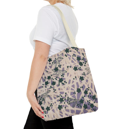 Meiji Era Bamboo & Flower Tote Bag | 1901 Zuan Hyakushu | Purple & Green Japanese Art
