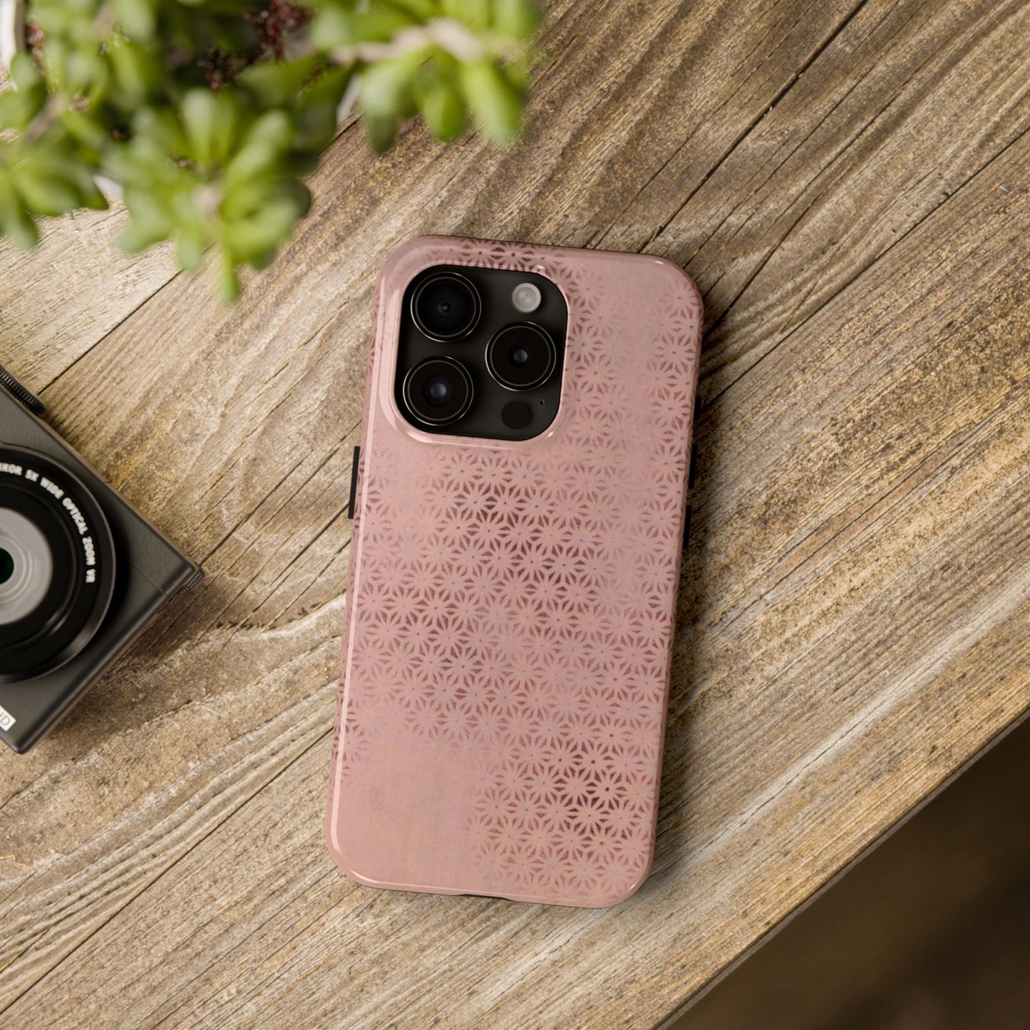 Taisho Era Pink Asanoha Phone Case | 1926 Japanese Chiyogami Art | Hemp Leaf Pattern