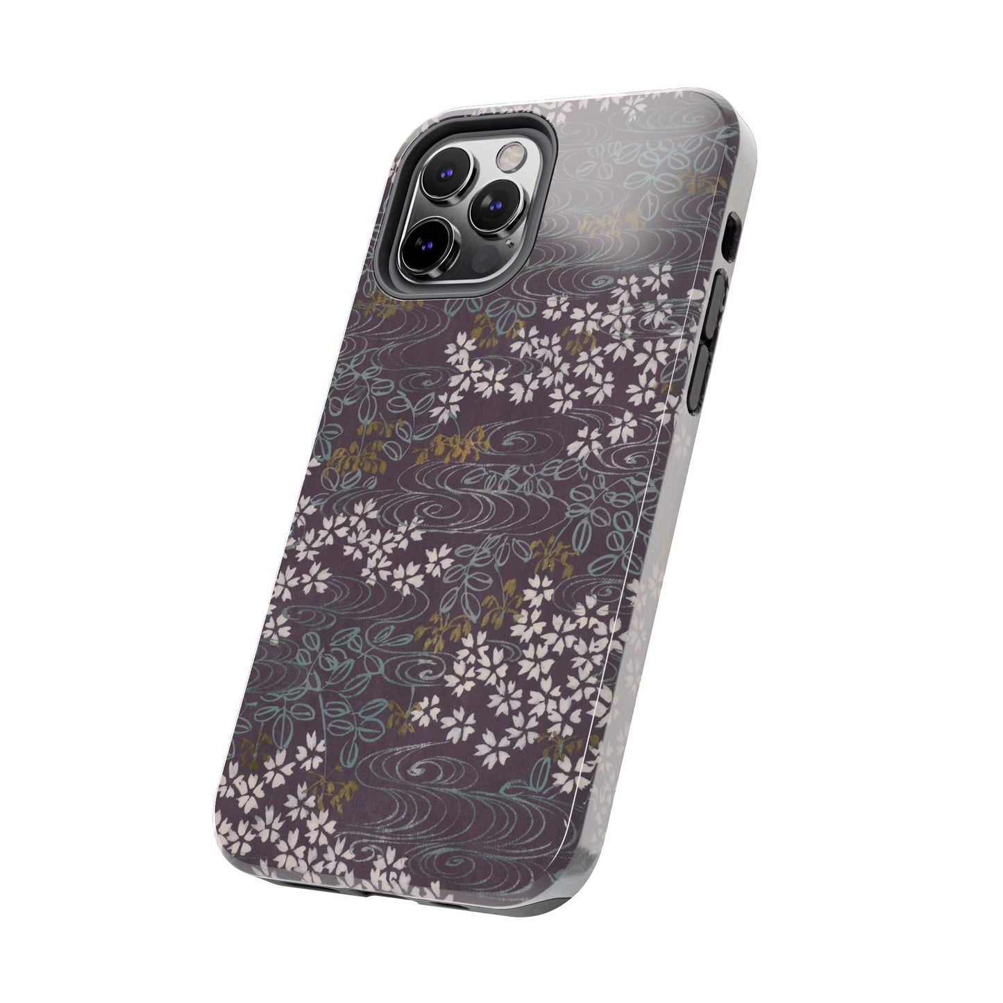 Meiji Era Sakura River Phone Case | 1901 Zuan Hyakushu | Wisteria Purple Japanese Art