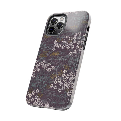 Meiji Era Sakura River Phone Case | 1901 Zuan Hyakushu | Wisteria Purple Japanese Art