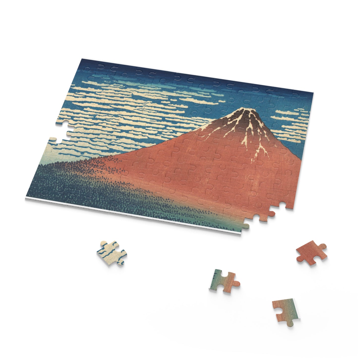 Hokusai "Red Fuji" Jigsaw Puzzle | Japanese Ukiyo-e Art Gift | 120/252/500 Pieces