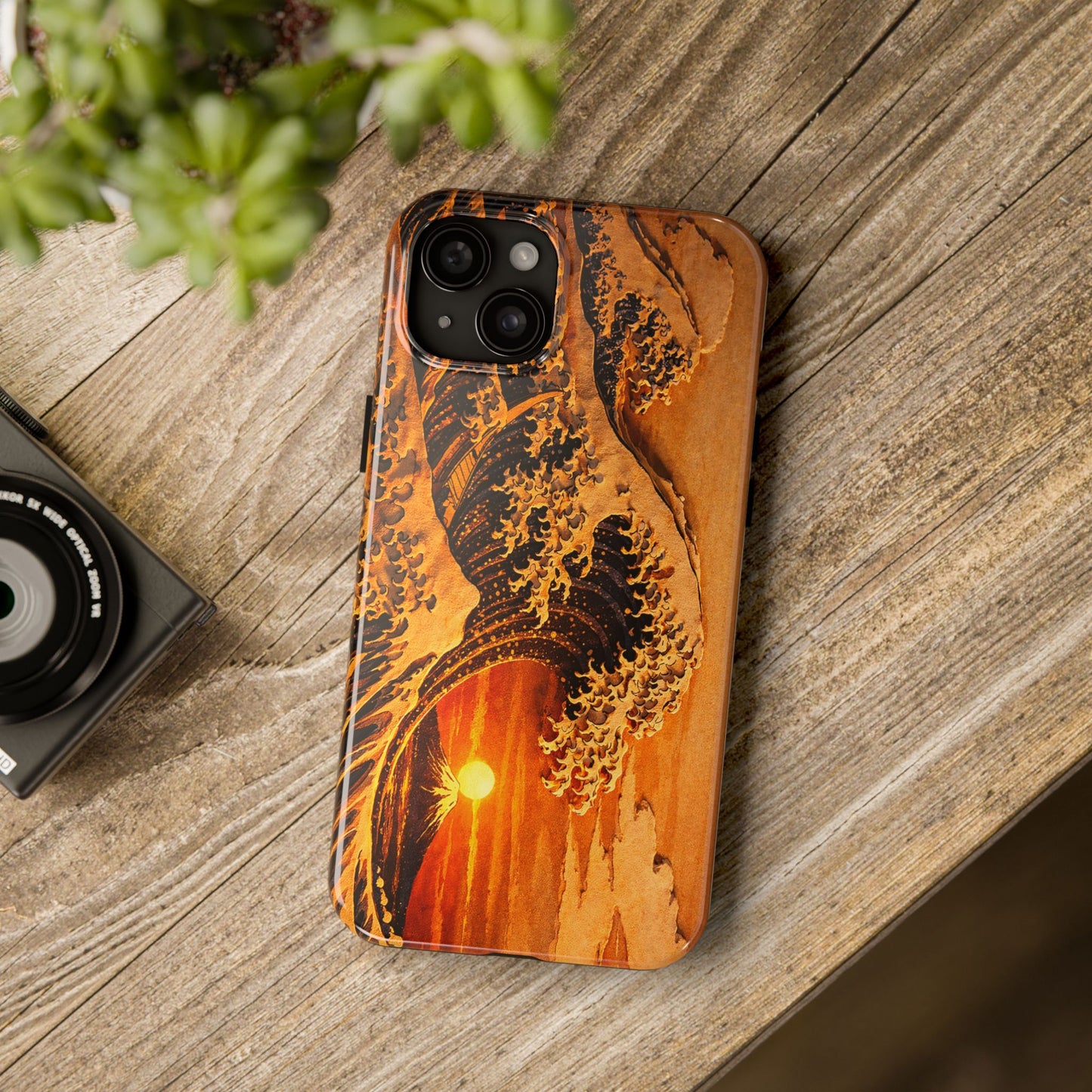 Golden Wave Tough Phone Case – Hokusai Sunset Japanese Art