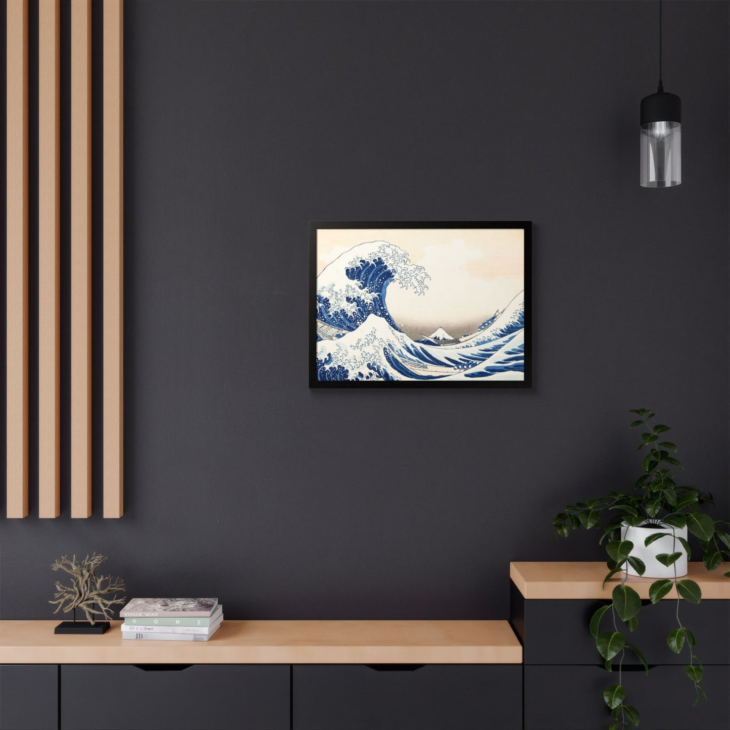 The Great Wave off Kanagawa – Katsushika Hokusai |  Japanese Ukiyo-e Fine Art Framed Poster |  Vintage Wall Art Print