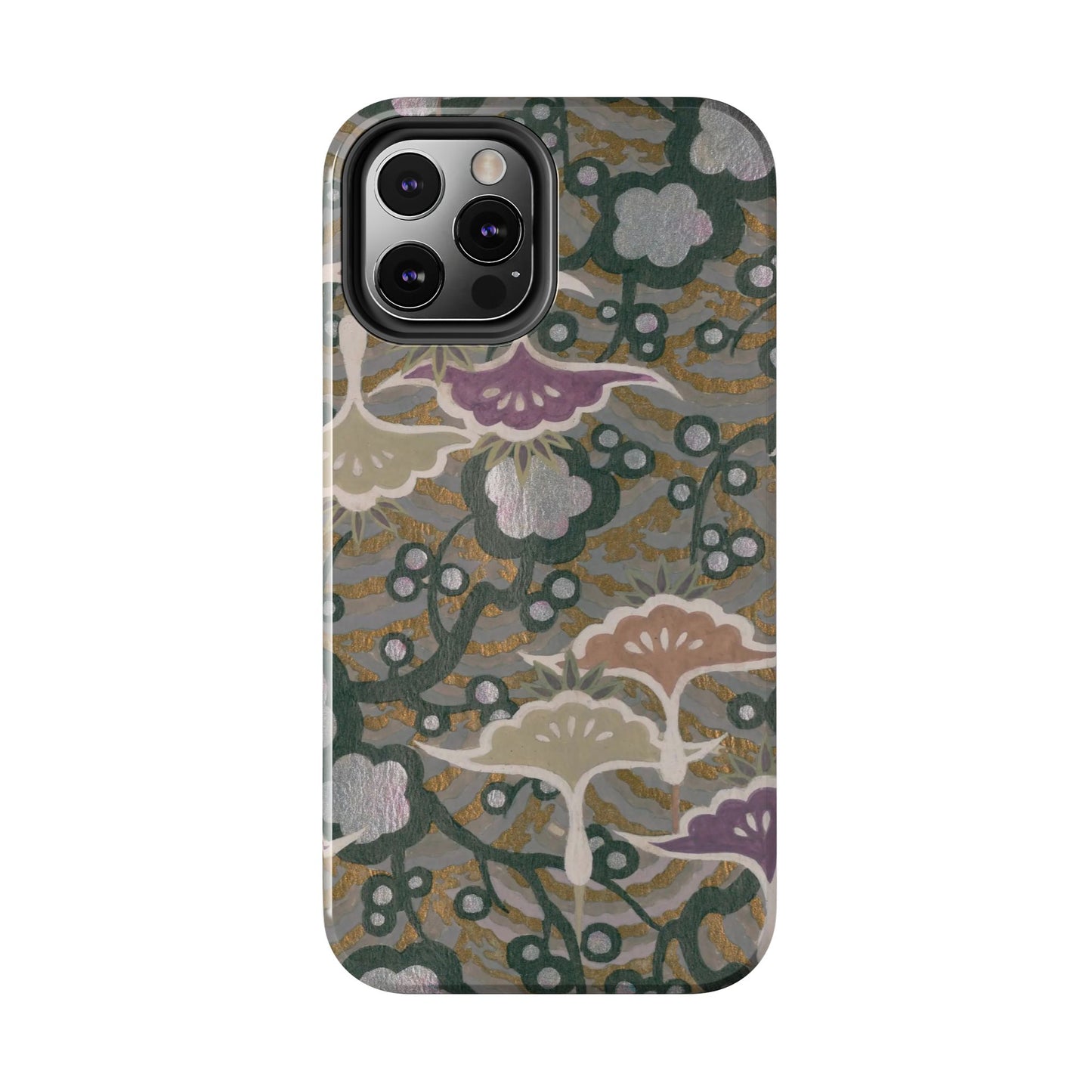 Meiji Era Dancing Cranes & Plum Phone Case | 1901 Zuan Hyakushu | Gold & Silver Japanese Art