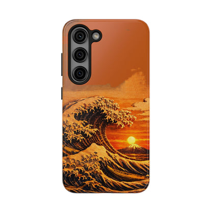 Japanese Great Wave Sunset Phone Case | Hokusai 3D Art Sunset Glow | Edo Era Masterpiece