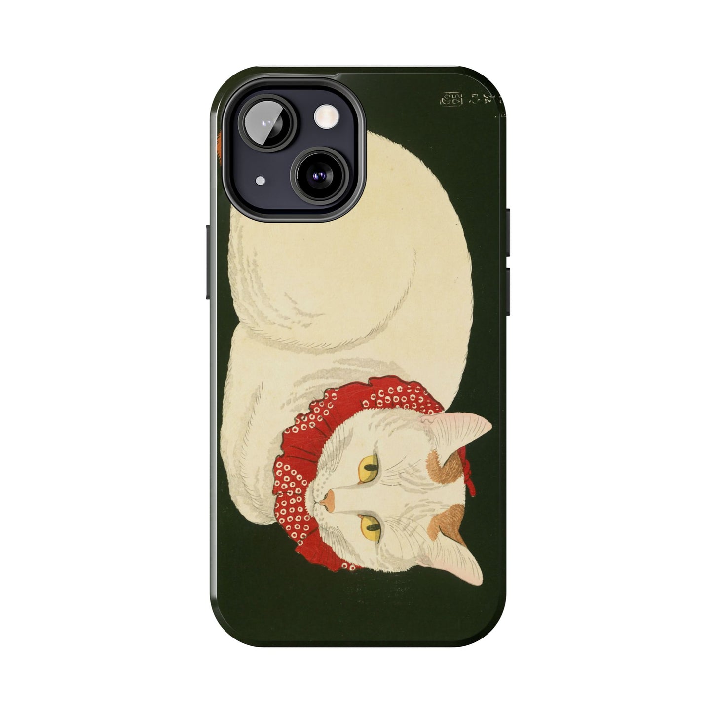 Taisho Era Lucky White Cat Phone Case | 1921 Japanese Woodblock Art | Zen Cat Design