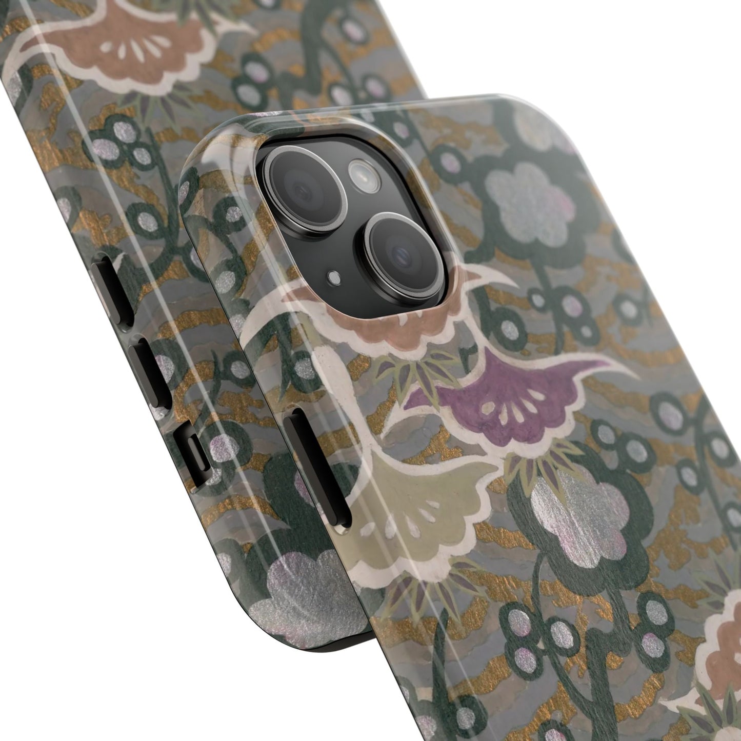 Meiji Era Dancing Cranes & Plum Phone Case | 1901 Zuan Hyakushu | Gold & Silver Japanese Art
