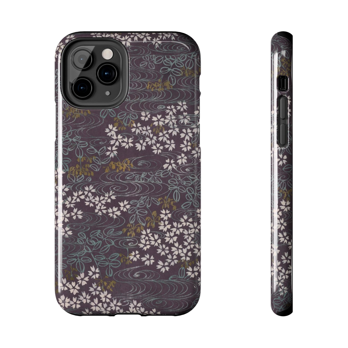 Meiji Era Sakura River Phone Case | 1901 Zuan Hyakushu | Wisteria Purple Japanese Art