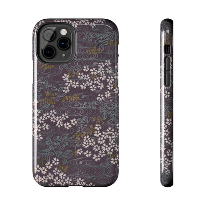 Meiji Era Sakura River Phone Case | 1901 Zuan Hyakushu | Wisteria Purple Japanese Art