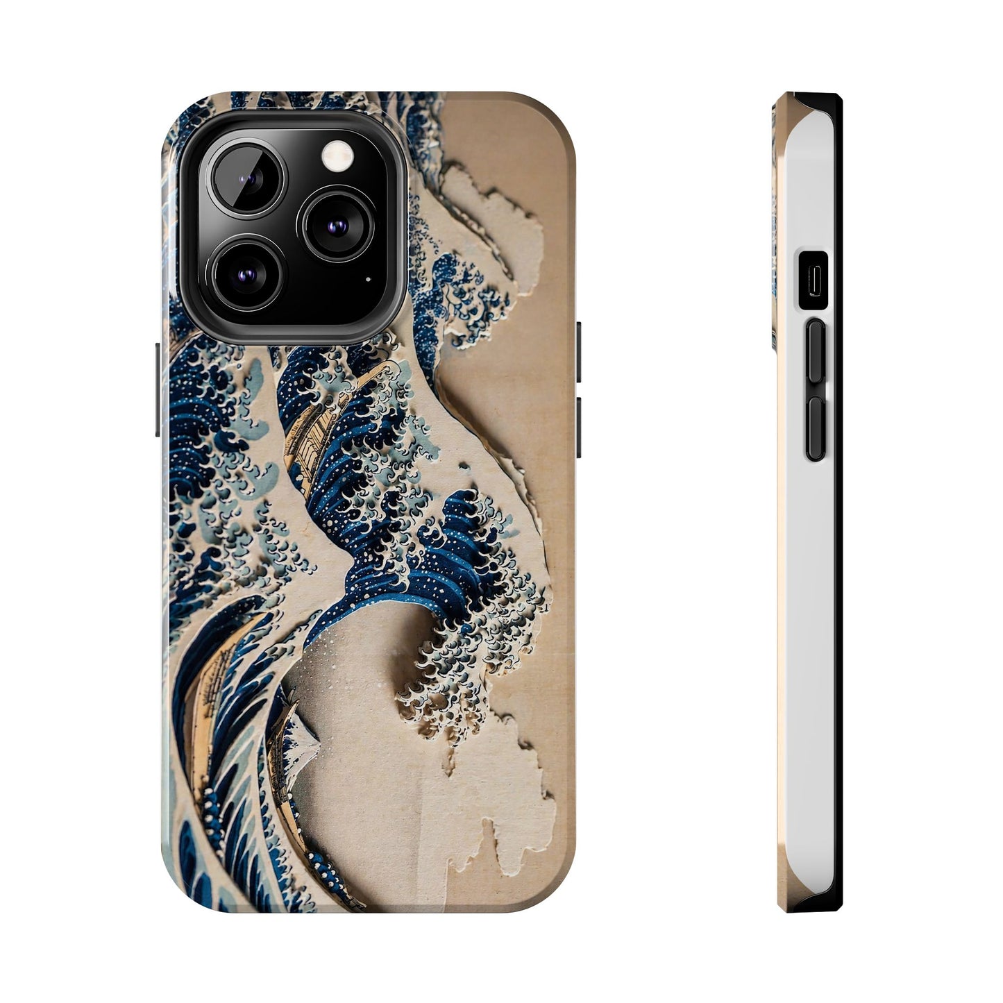 Great Wave 3D Shadow Relief Tough Phone Case – Hokusai Japanese Art