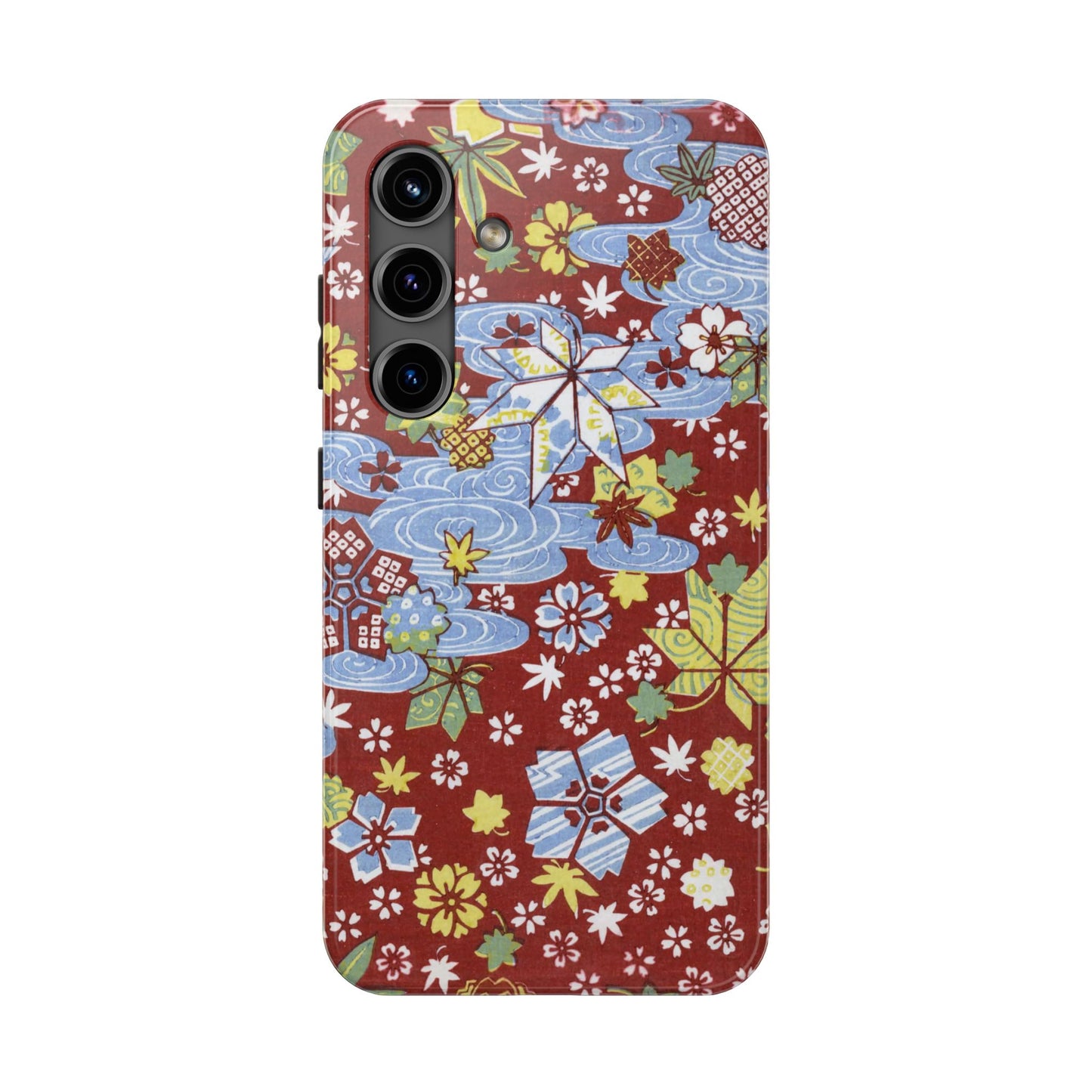 Taisho Umbrella Tales | 1926 Sakura, Momiji & Flowing Water Phone Case | Vintage Chiyogami Art
